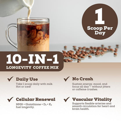 Mandara Longevity Mix — Café Mocha con NMN y Glutatión