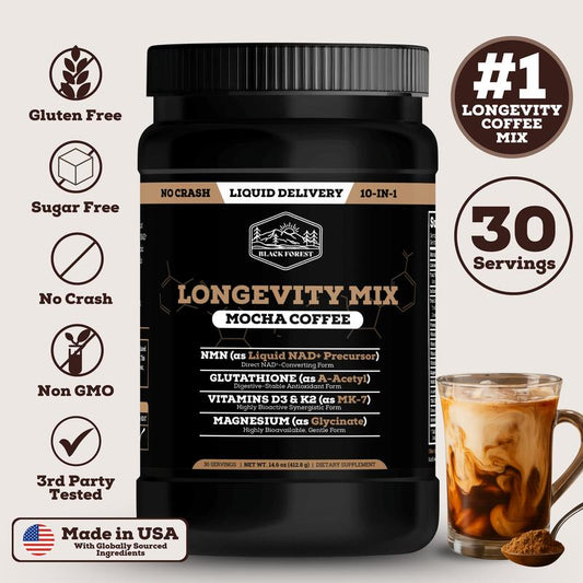 Mandara Longevity Mix — Café Mocha con NMN y Glutatión